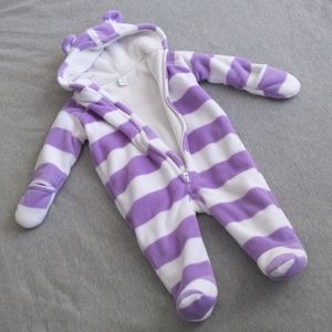 Fleece baby bunting onesie with ears 6-12M